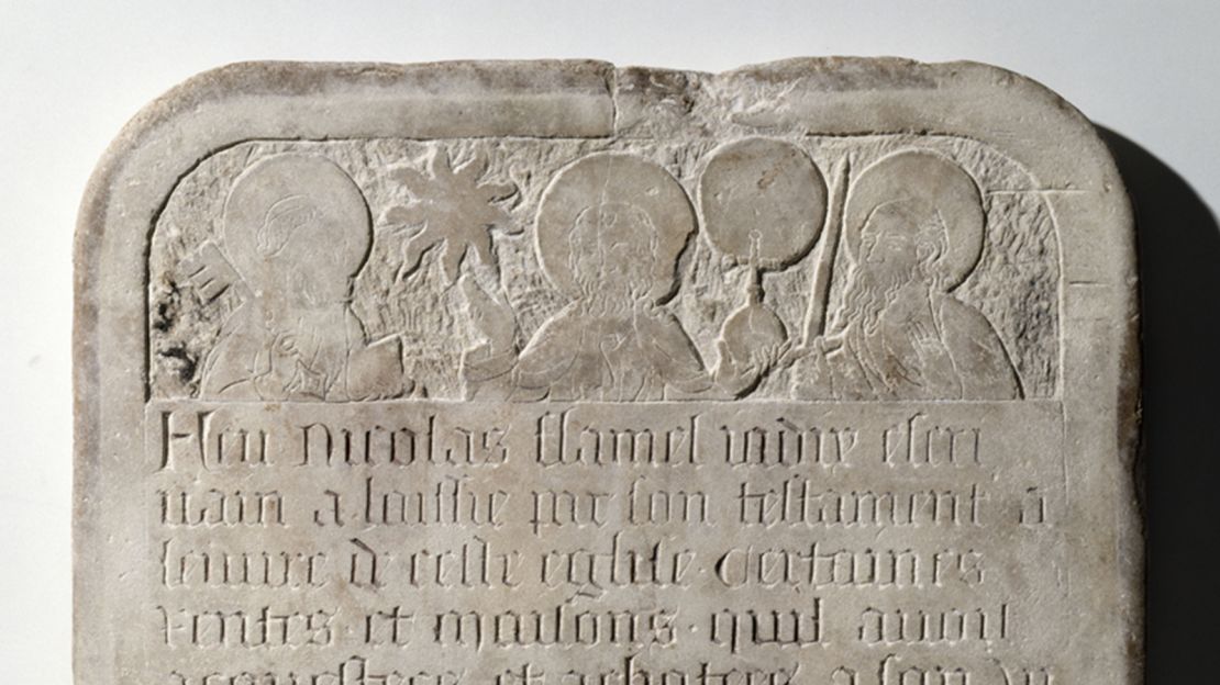 Tombstone of Nicolas Flamel
in Paris, 15th century