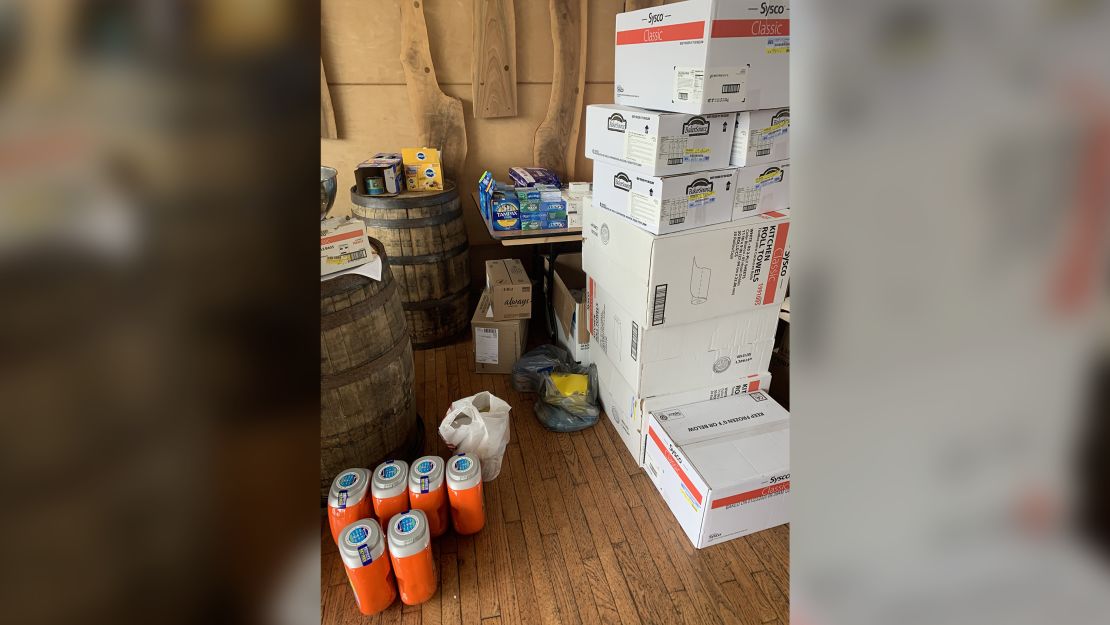 Laundry detergent, tampons and other necessities to be given out to laid off restaurant workers. 
