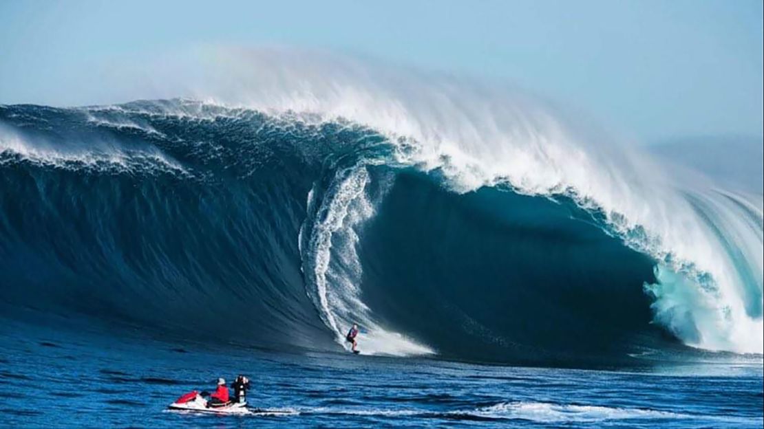 Griffiths pictured surfing at Pedra Branca on the board.