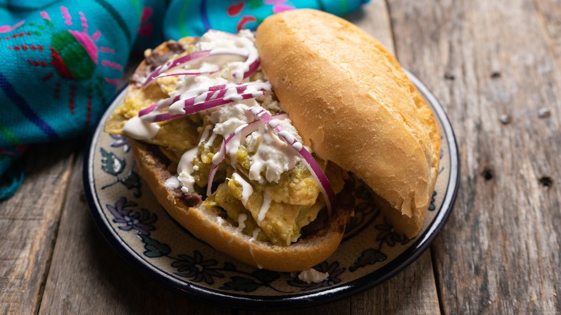 Breakfast of champions: A chilaquiles sandwich.