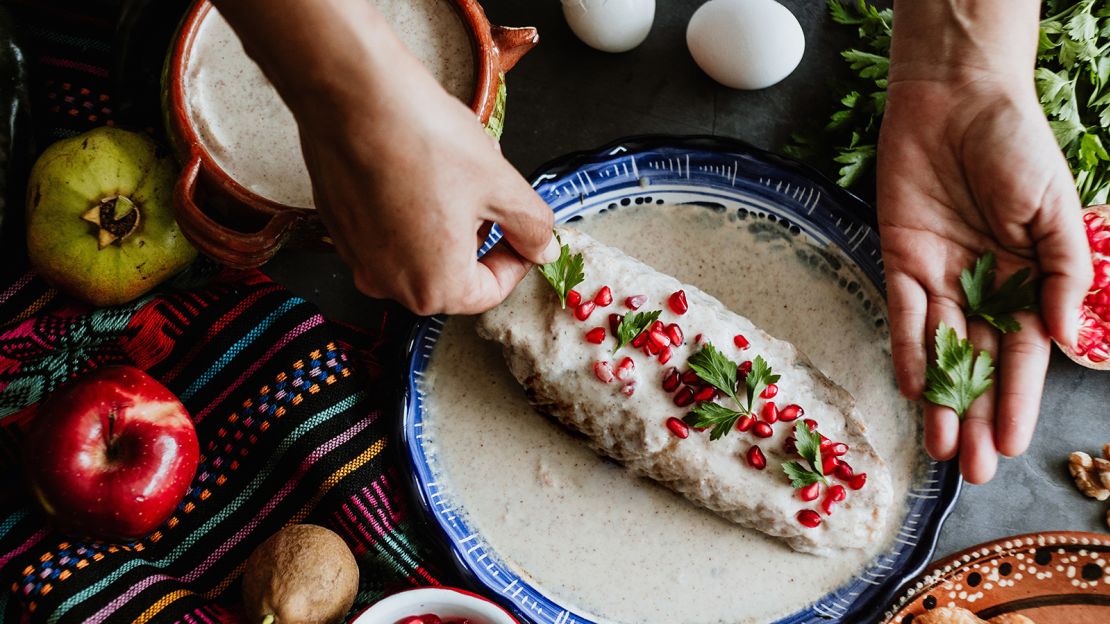 This colorful stuffed pepper dish is associated with Mexican Independence Day.