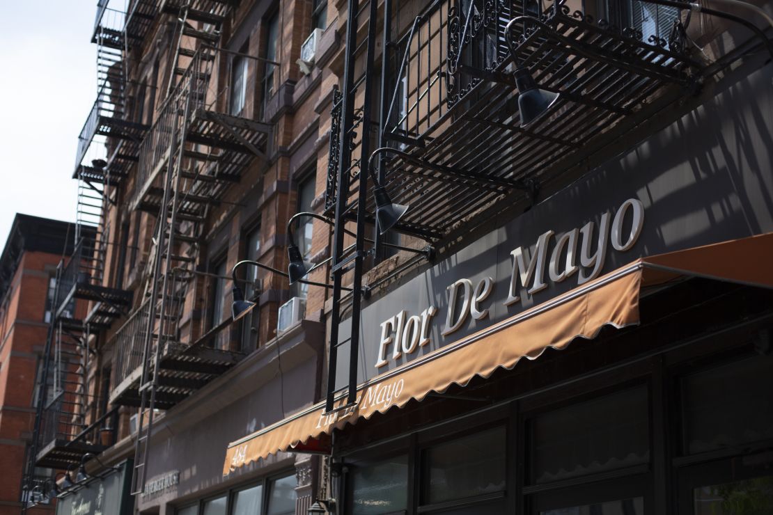 The exterior of one of three Flor De Mayo locations in New York City.