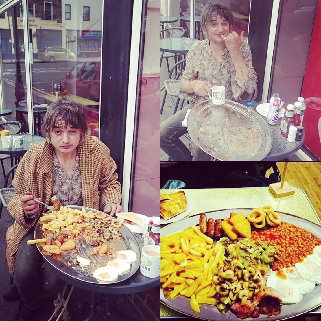 Rock musician Pete Doherty pictured demolishing a 