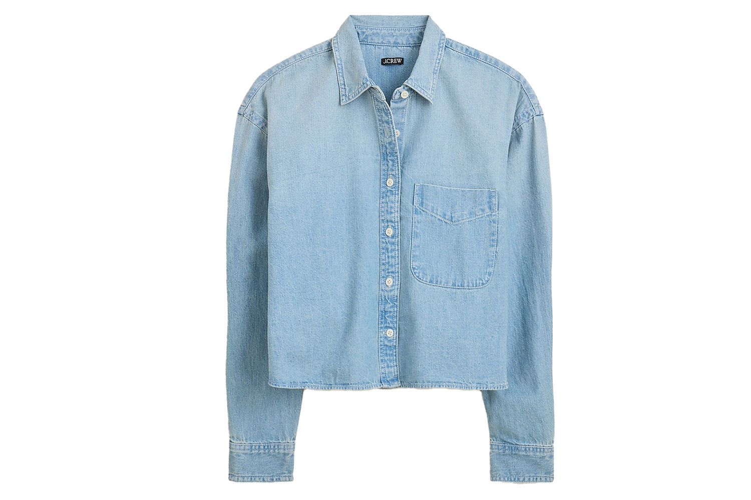 Étienne cropped button-up shirt in chambray