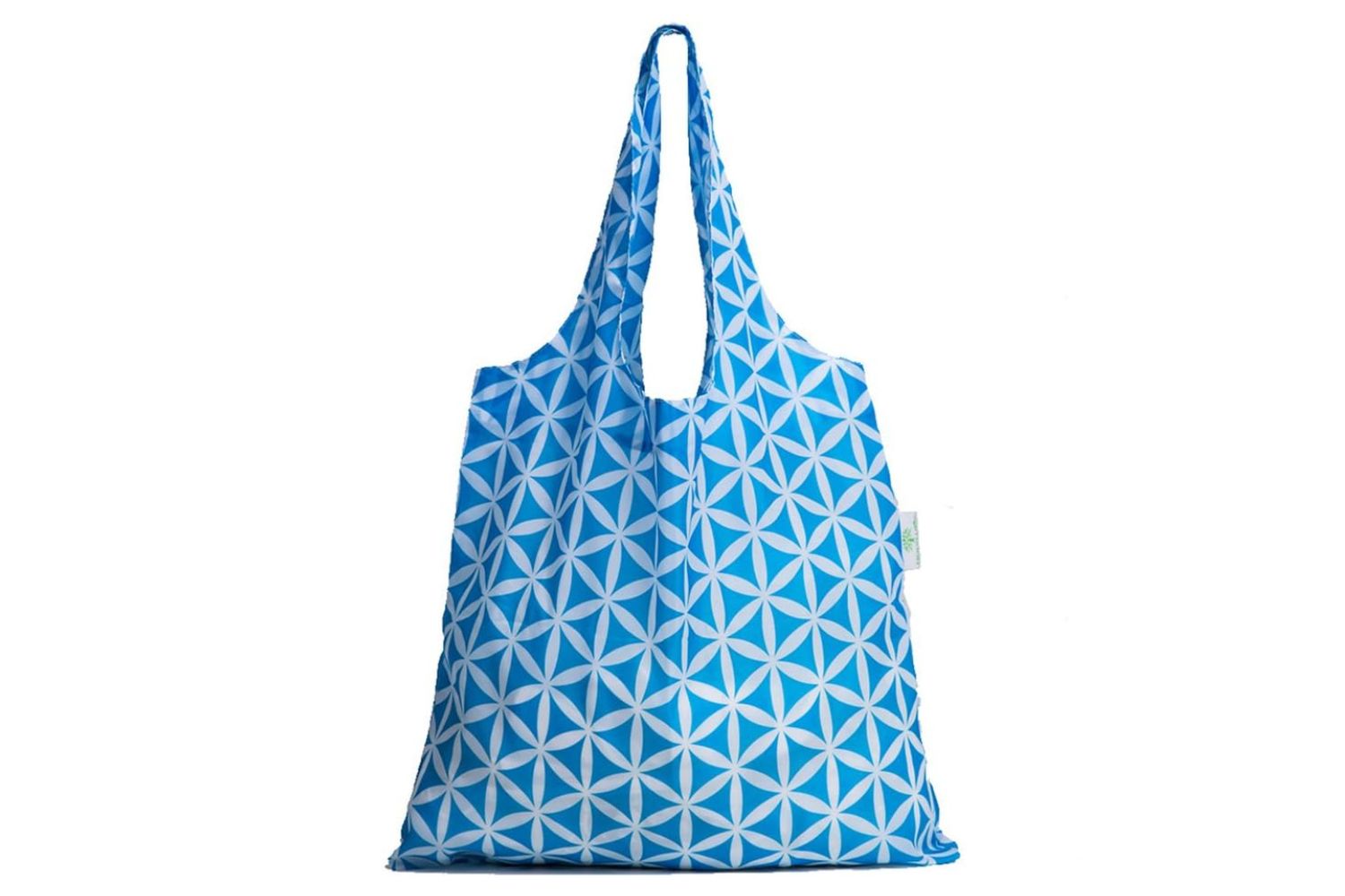 HOLYLUCK Reusable Grocery Bags,Heavy Duty Foldable Shopping Tote Bag (Standard, 3 Blue Geometric Flowers)
