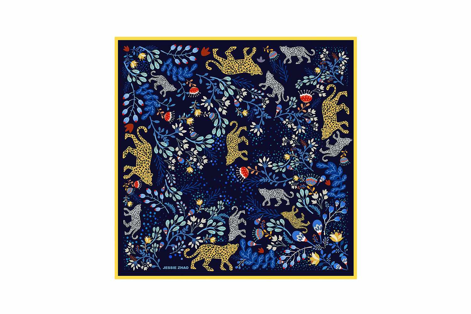 Silk Bandana of Amazon Rainforest Journey in Blue